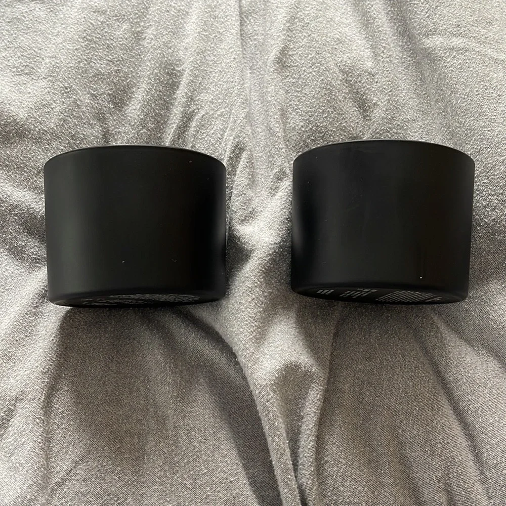Stylish Monochromatic  Matte Black Glass Candle Holders